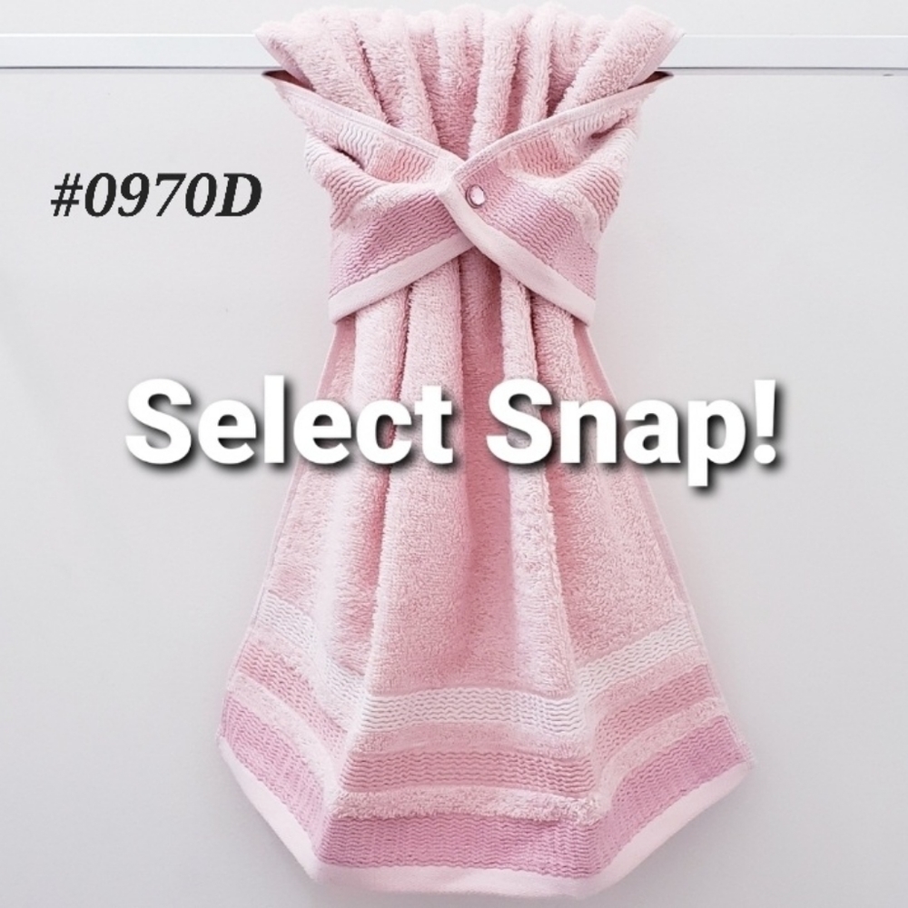 🤍NEW!⬜️  #0970-D■LAST 2️⃣Pink/striped Hang'N'Snap HAND Towel Select snap